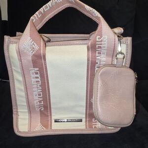 Steve Madden Pink and Cream Tote Bag